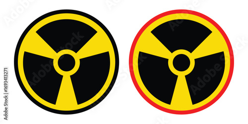 Radiation Hazard Icon Set – Radioactive, Nuclear, Toxic and Biohazard Warning Symbols in Vector Illustration.