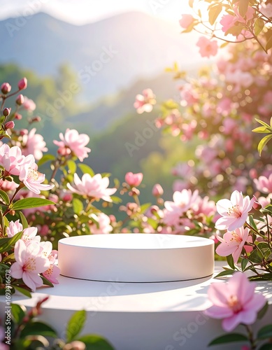 Spring blossom display podium