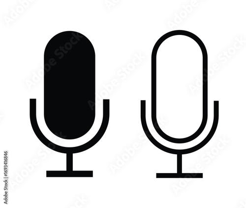 Microphone icon and silhouette vector