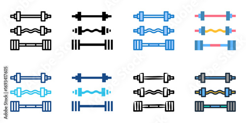 Barbells icon set multiple style collection 
