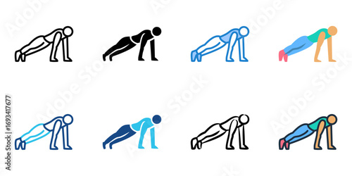 Push ups icon set multiple style collection 
