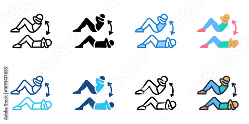 Sit ups icon set multiple style collection 
