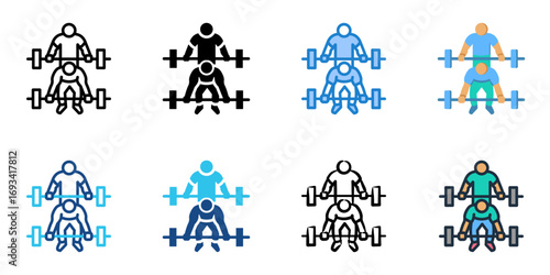 Deadlifts icon set multiple style collection 
