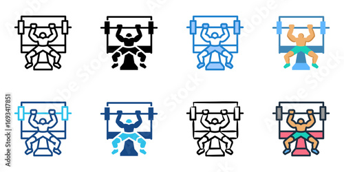 Bench Press icon set multiple style collection 
