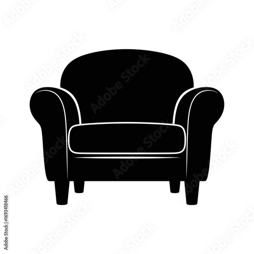 Vector art of black armchair, a comfortable and stylish piece of furniture for any room, perfect for relaxation and seating