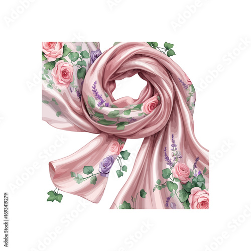 a pink floral scarf