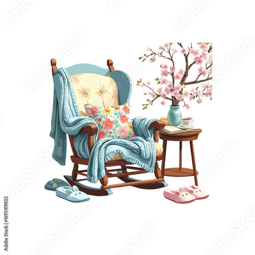 wooden rocking chair , rocking chair with spring background , chair , coffee table and sleepers 