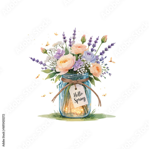 flowers in vase , glass vase , flowers with fairy lights , floral pot , hello spring flower vase