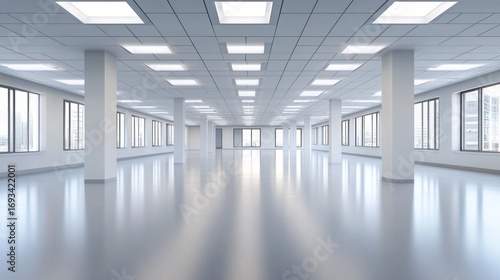 Wallpaper Mural Expansive vacant office space exhibiting modern architectural design and bright natural light Torontodigital.ca