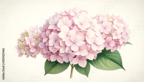 Delicate pink hydrangea bloom