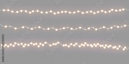 lights background. Christmas light PNG. Set of Christmas glowing garlands. For advertising invitations, web banners, postcards. Vector. Christmas decoration, LED lam