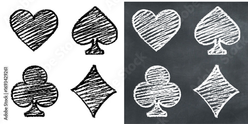 Chalk hand-drawn playing card symbol vector. Perfect for casino, gaming, and gambling designs. Evokes a classic, retro feel with a rough, textured aesthetic.
