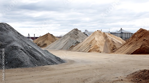 Pile of Sand and Gravel Materials for Construction Project Site