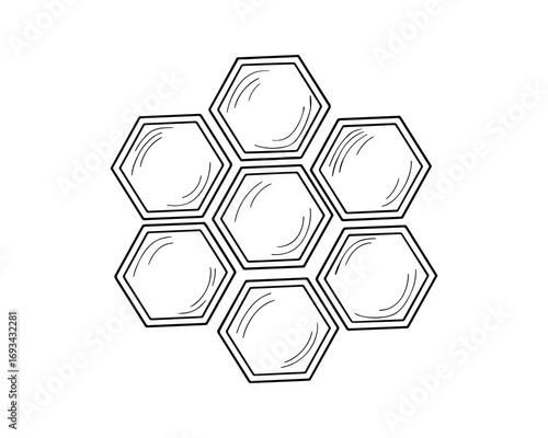 Hexagon Pattern: Honeycomb structure with double outlined shapes geometric design, clean background
