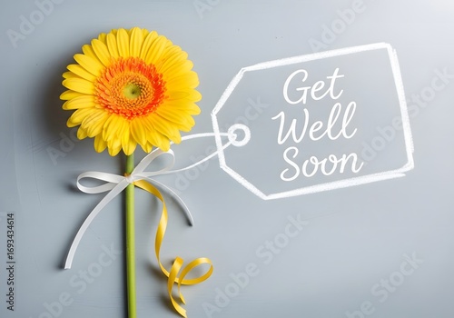 Get Well Soon Message with a Flower
