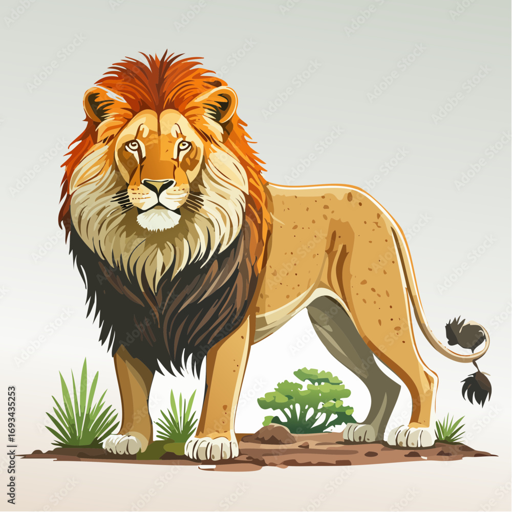 Obraz premium cape lion fynbos illustration for lost wildlife