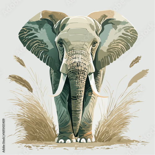 loxodonta atlantica savannah illustration for paleo elephant study