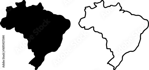 Brazil country border map outline and silhouette vector graphic isolated image decal