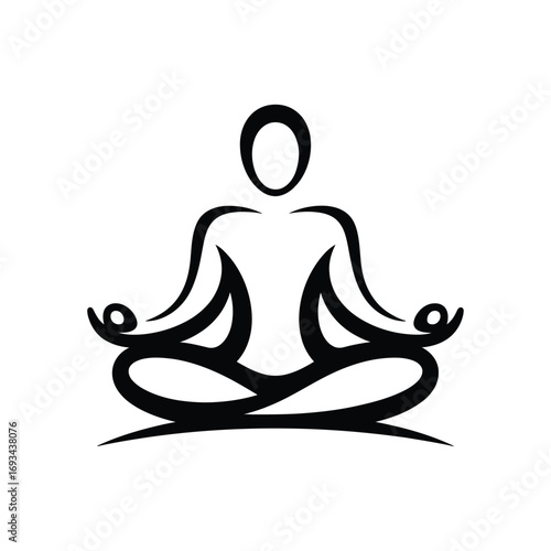 Stylized figure meditating in lotus pose silhouette