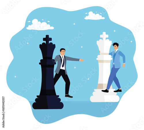 Competition and business strategy between two professional entrepreneurs.