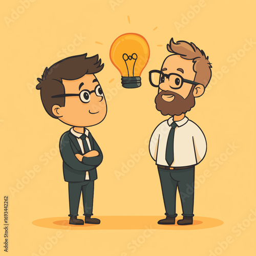Cartoon business boss talking about more money than a businessman for design. , vector style simple color
