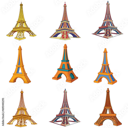 Long tower illustration icon set 