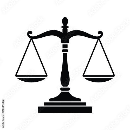 Black silhouette of justice scales of balance and fairness