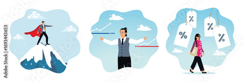 Ambitious to conquer challenges, standards of success,discount promotions to attract customers.