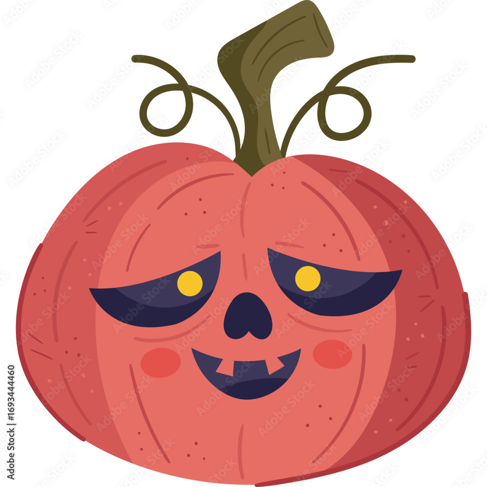 Fototapeta premium Flat style spooky Halloween pumpkin vector illustration