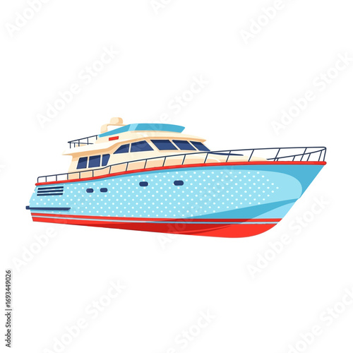 vector illustration of a naval patrol boat with a red stripe and American flag for Veterans Day and armed forces recognition.