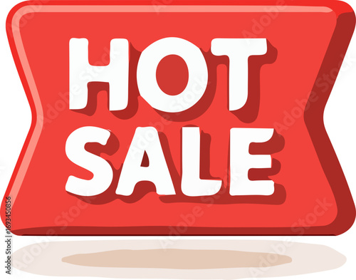 Red hot sale label with a white text.