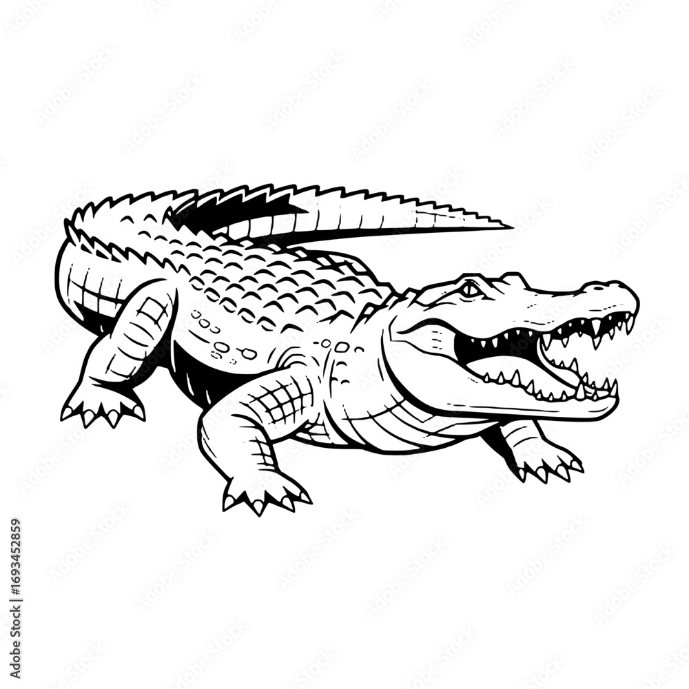 Fototapeta premium crocodile on a white and black concept