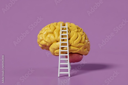 Brain development and growth with ladder for mental progress