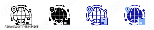 Worldwide Shipping  Icon Set Multiple Style Collection
