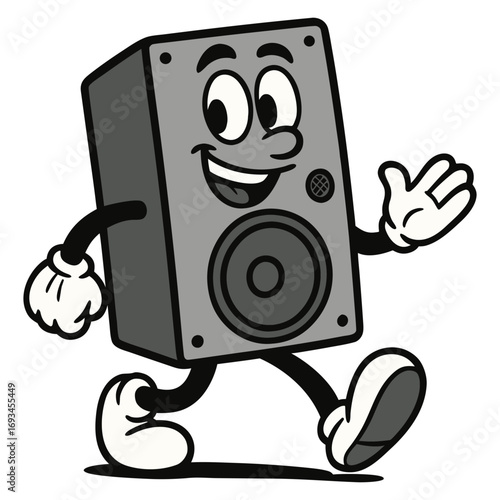 speaker sound speaker cartoon mascot character vector illustration 