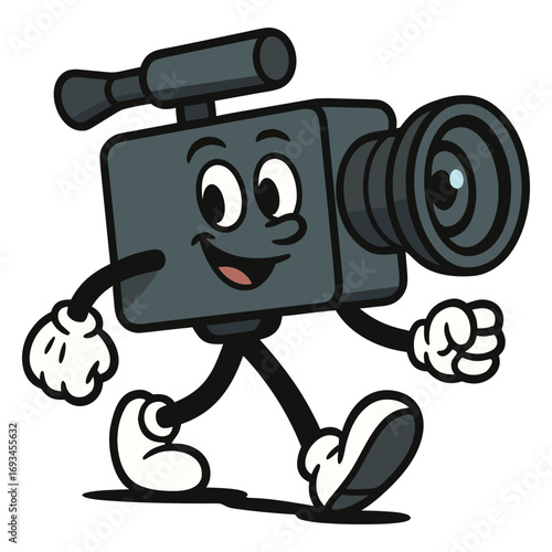 movie camera cartoon mascot character vector illustration