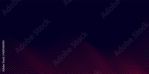 Abstract red wave line pattern on dark blue background. Futuristic technology concept. Suit for banner, poster, cover, brochure, flyer, website