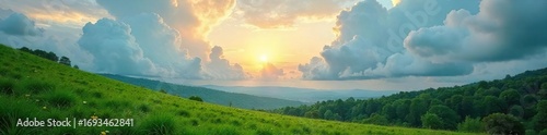 Dramatic Storm Clouds over Lush Green Landscape A Powerful Image Illustrating the Greenhouse Effect and Global Warming