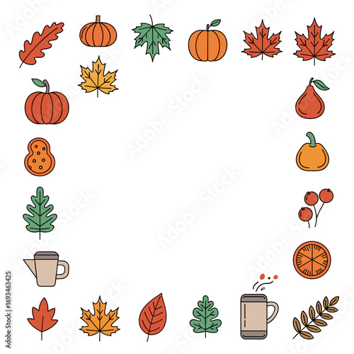Autumn harvest fall season celebration decorative elements collection for greeting cards and crafts