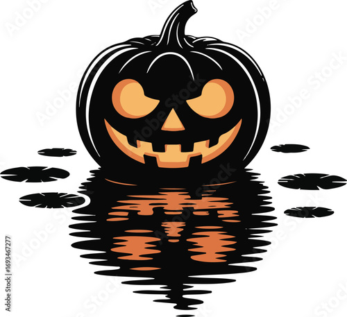 Halloween Floating Pumpkin Silhouette Illustration