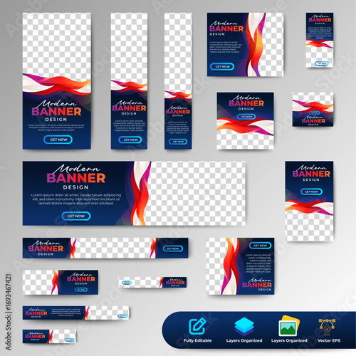 Professional web banners template design. business promotional kit template layout design. vector