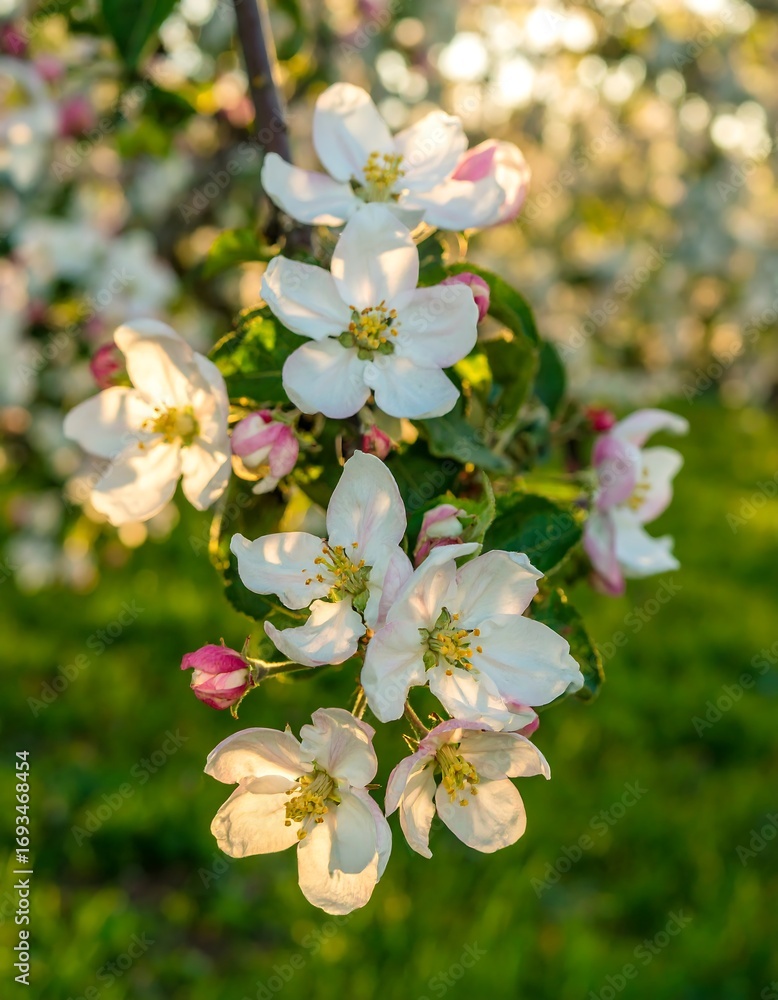Fototapeta premium Spring blossoms on apple tree branch