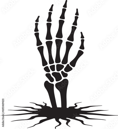 Skeleton Hand Reaching Out Halloween Silhouette Vector