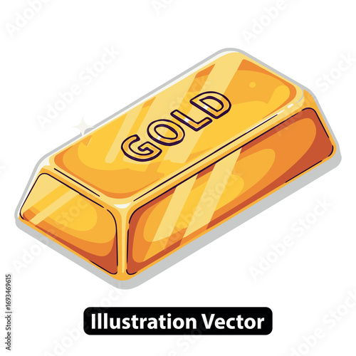 Gold bar illustration with the word 'GOLD' embossed on it, representing wealth and luxury