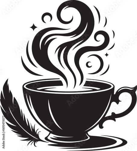 Spooky Halloween Teacup Silhouette Vector