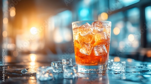 Refreshing cocktail with ice