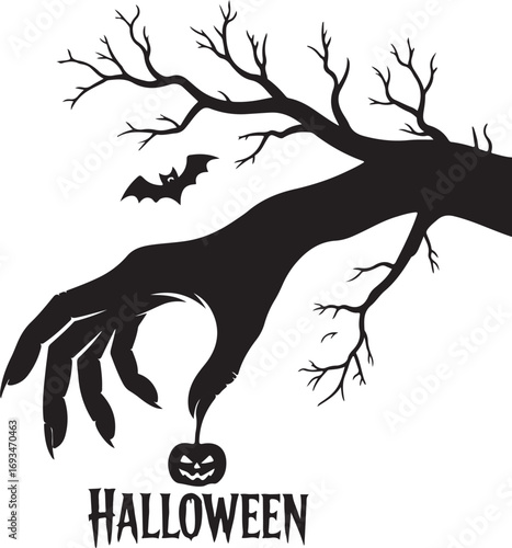 Tree Branch Hand Halloween Silhouette Vector