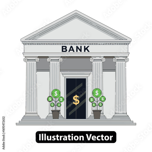 Financial Institution Bank Building Illustration