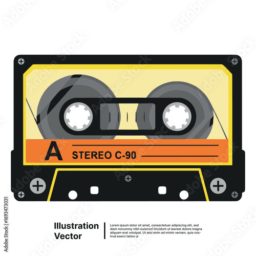 Retro Cassette Tape Vintage Audio Nostalgia Illustration