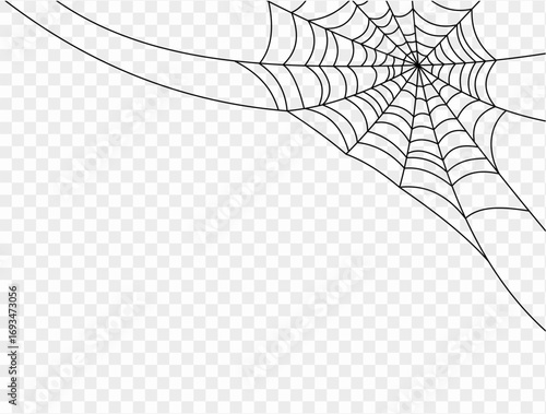 Spooky cobweb border outline Halloween decoration Vector.